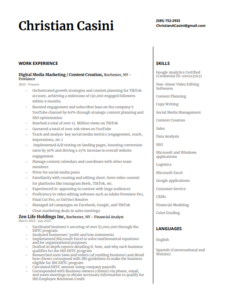 Resume page 1 