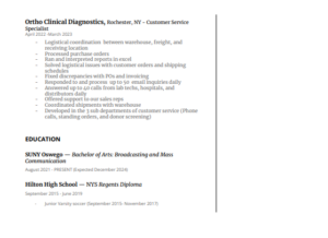 Resume page 2